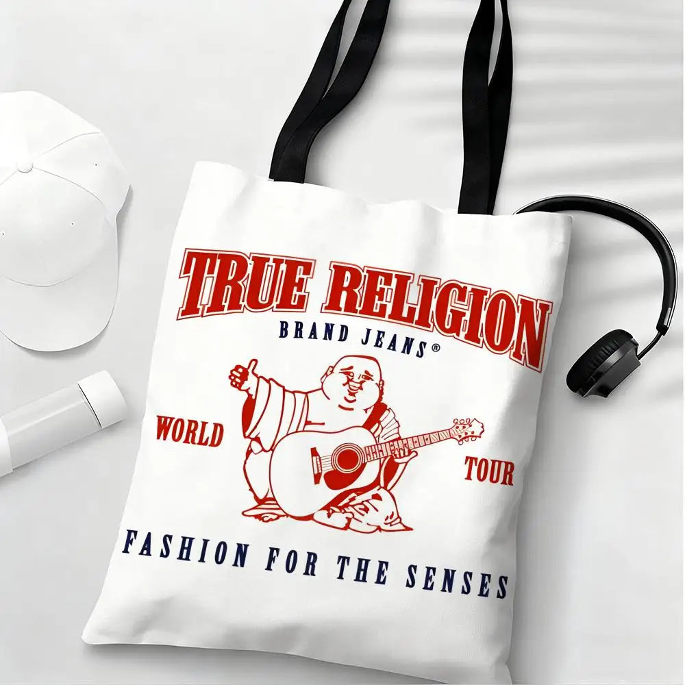 True Religion Storage Bags Lightweight Eco Friendly Fashionable Multi Purpose Large Capacity Canvas Shoulder Tote