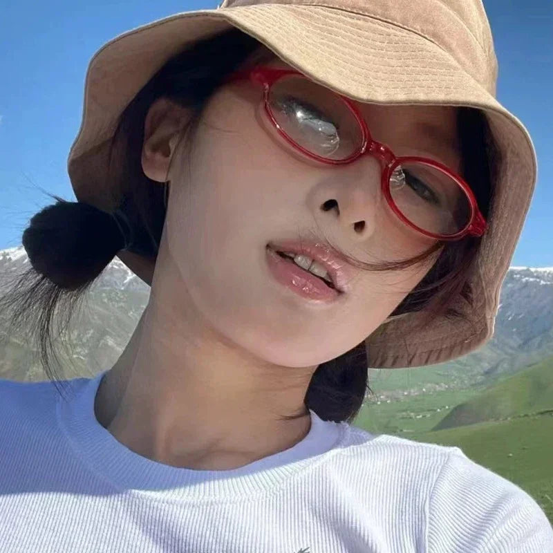 Women Y2K Retro Oval Glasses Small Frame Eyewear Blue Light Blocking Eyeglasses Female Computer Reading Optical Spectacle Óculos