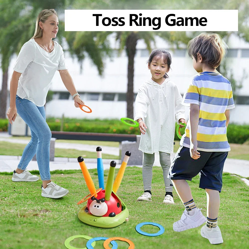 Musical Jump Sports Toys Multifunction Toss Ring Game Toy and Shooting Launcher for Kids Fitness Training Home Outdoor Game