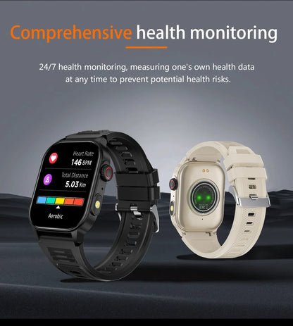 LIGE 2.01" HD Wyświetlacz Smartwatch dla Mężczyzn Kobiet Monitor Zdrowia Zegarki Sportowe Fitness AI Głos Rozmowy Bluetooth Męski Smartwatch Nowość