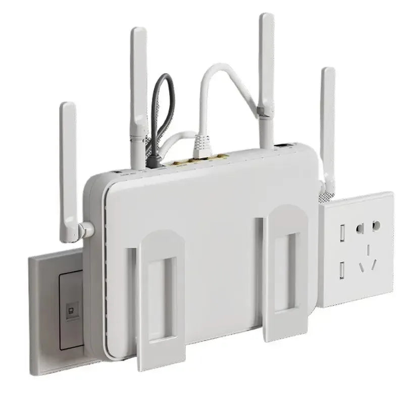 Uchwyt ścienny na router i dekoder z regulowanym wspornikiem, wielofunkcyjna półka do zarządzania kablami do przechowywania urządzeń WiFi