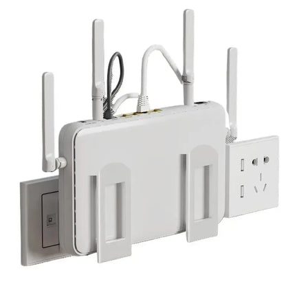 Uchwyt ścienny na router i dekoder z regulowanym wspornikiem, wielofunkcyjna półka do zarządzania kablami do przechowywania urządzeń WiFi