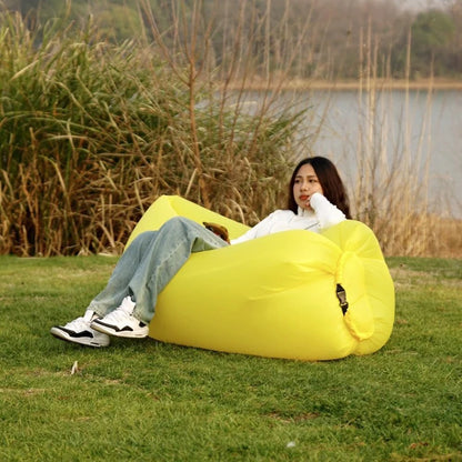 Outdoor Lazy Inflatable Sofa Air Bed Single Lounge Chair Portable Camping Lunch Break No Need for Inflation Folding Portable
