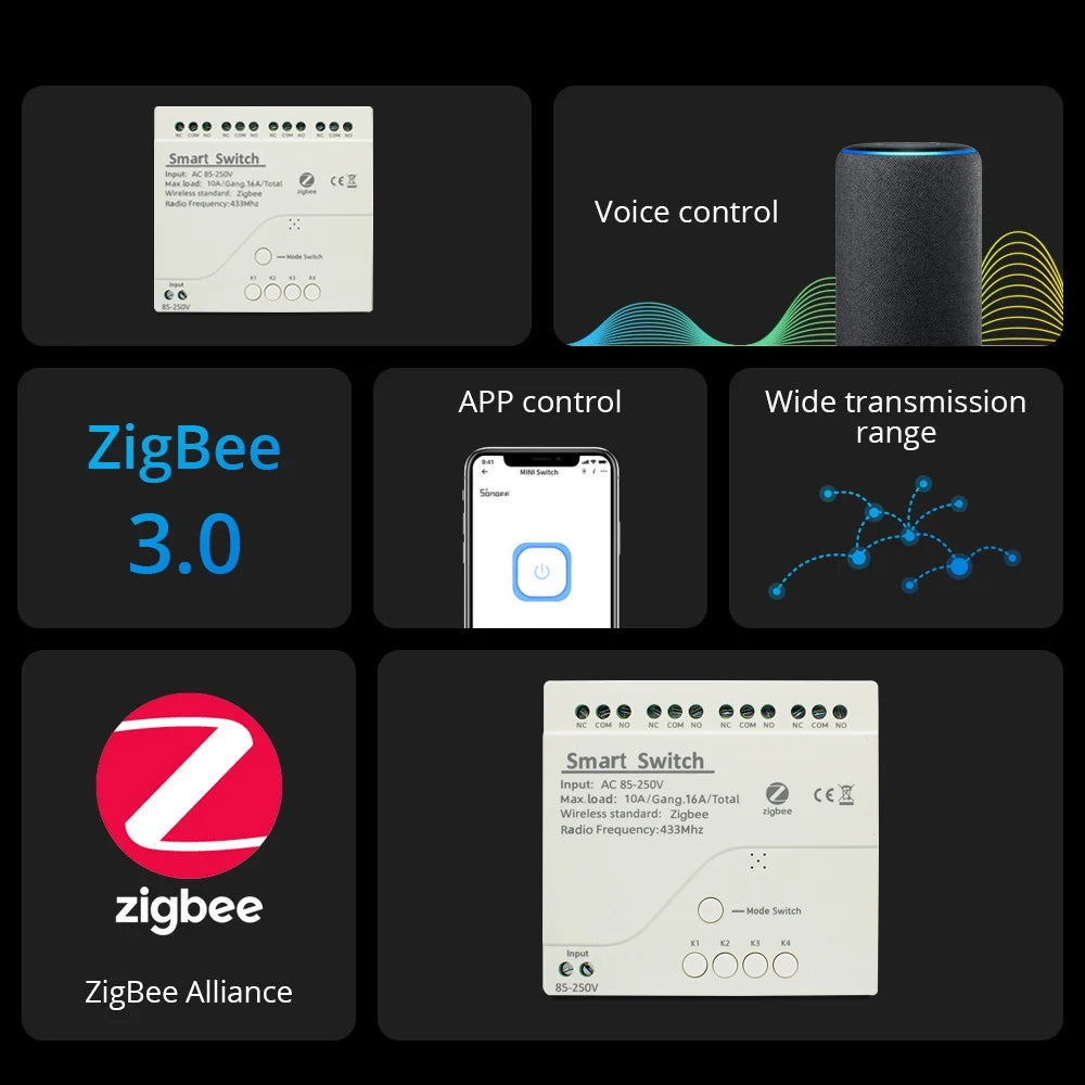 Zigbee Relay Breaker 7-32V 85-250V Switch Module Control Works With Tuya Smart Life App Alexa Google Smartthings Ewelink Hub