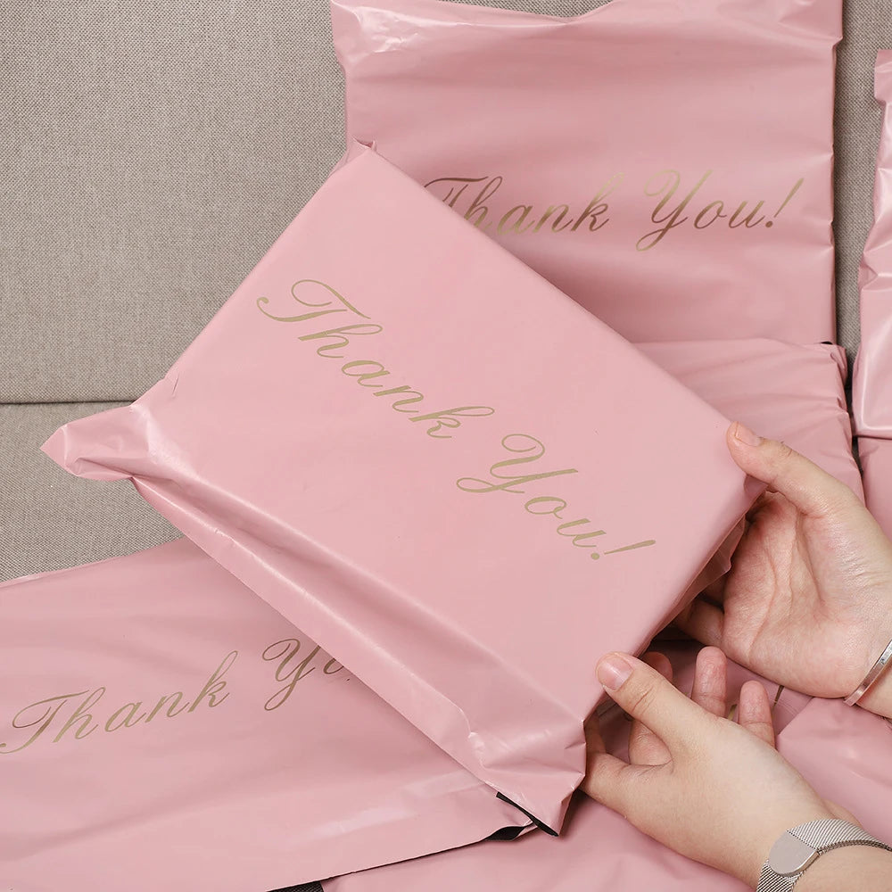 30/50Pcs Thank You Pink Shipping Bags Waterproof Plastic Express Mailing Bags Gifts Packing for Clothing Small Business