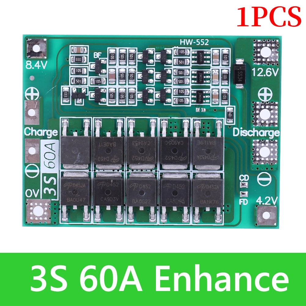 BMS 3S/4S 5A 10A 20A 25A 40A 60A Płytka zabezpieczająca ładowarkę do akumulatorów litowo-jonowych 18650 do wiertarki 12 V z funkcją wzmocnienia/balansu