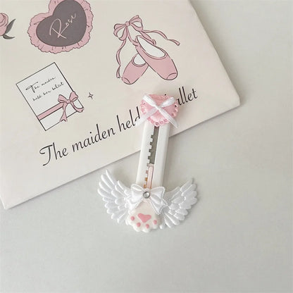 Cute Cat Paw Utility Knife Lovely Wing Bowknot Style Open Box Cutter Letter Envelope Opener Mail Knife School Office Supplies