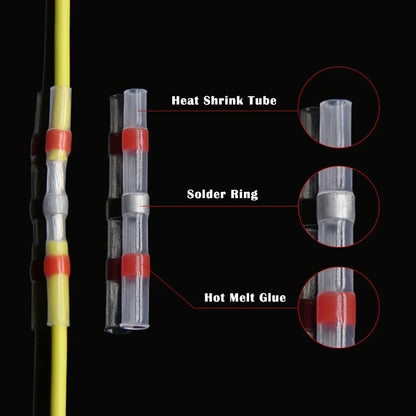 10 ~ 500pcs Solder Seal  Wire Connectors Kit Heat Shrink Butt Crimp Terminals Waterproof Electrical Cable Splice Connector