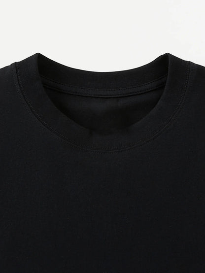 Fashionable men's summer personalized angel wing print, comfortable and breathable round neck T-shirt outdoor street top