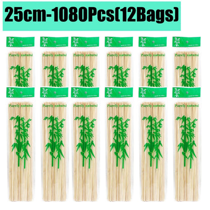 90-1350Pcs Bamboo Wooden BBQ Skewers Sticks Disposable 15/20/25/30cm for Grilling, Fruit, Kabob,BBQ, Barbecue, Camping, Outdoor