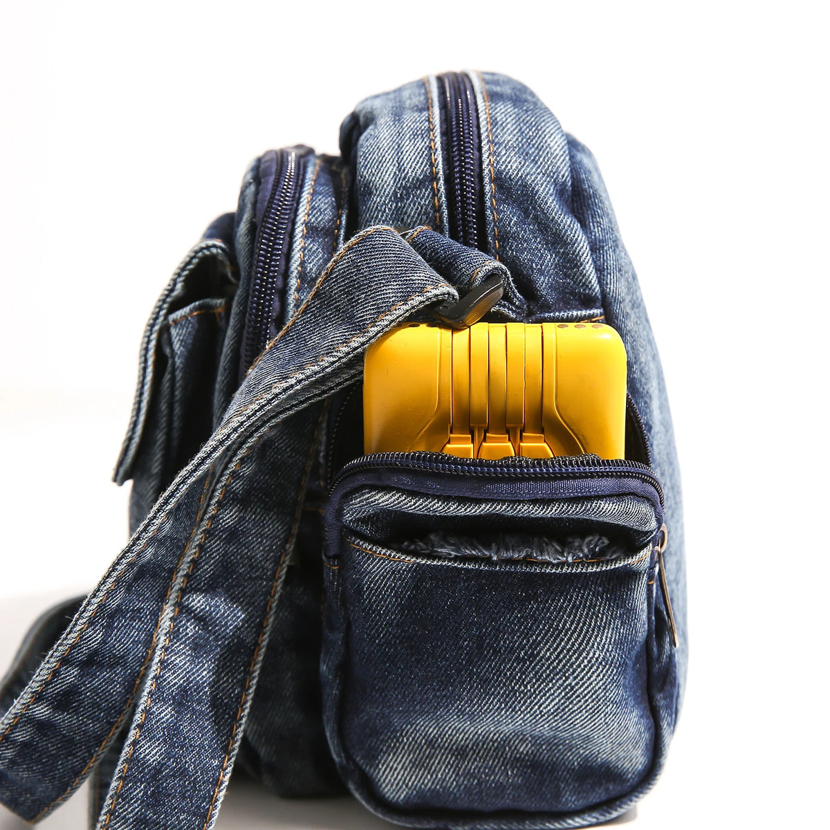 Denim Messenger Bags Women 100% Cotton Crossbody Bags Men More Cloth Shoulder Bags Washed Canvas Flap Packages Travel Purse