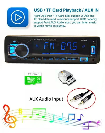 12V 1din Car MP3 Player Dual USB Bluetooth Stereo Radio Audio FM TF AUX IN Receiver in Dash Multimedia Player with remote