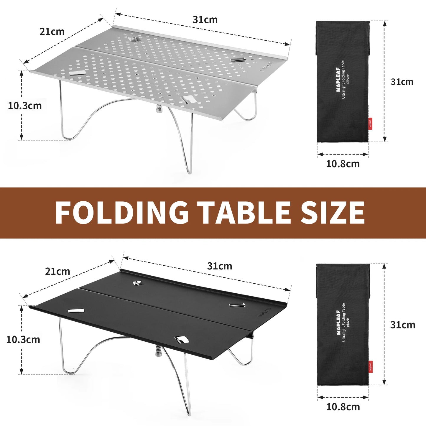 MAPLEAF Camping Mini Table Ultralight High Load 15kg Easy Clean Fishing Table Outdoor Portable Folding Hiking Desk Picnic Table
