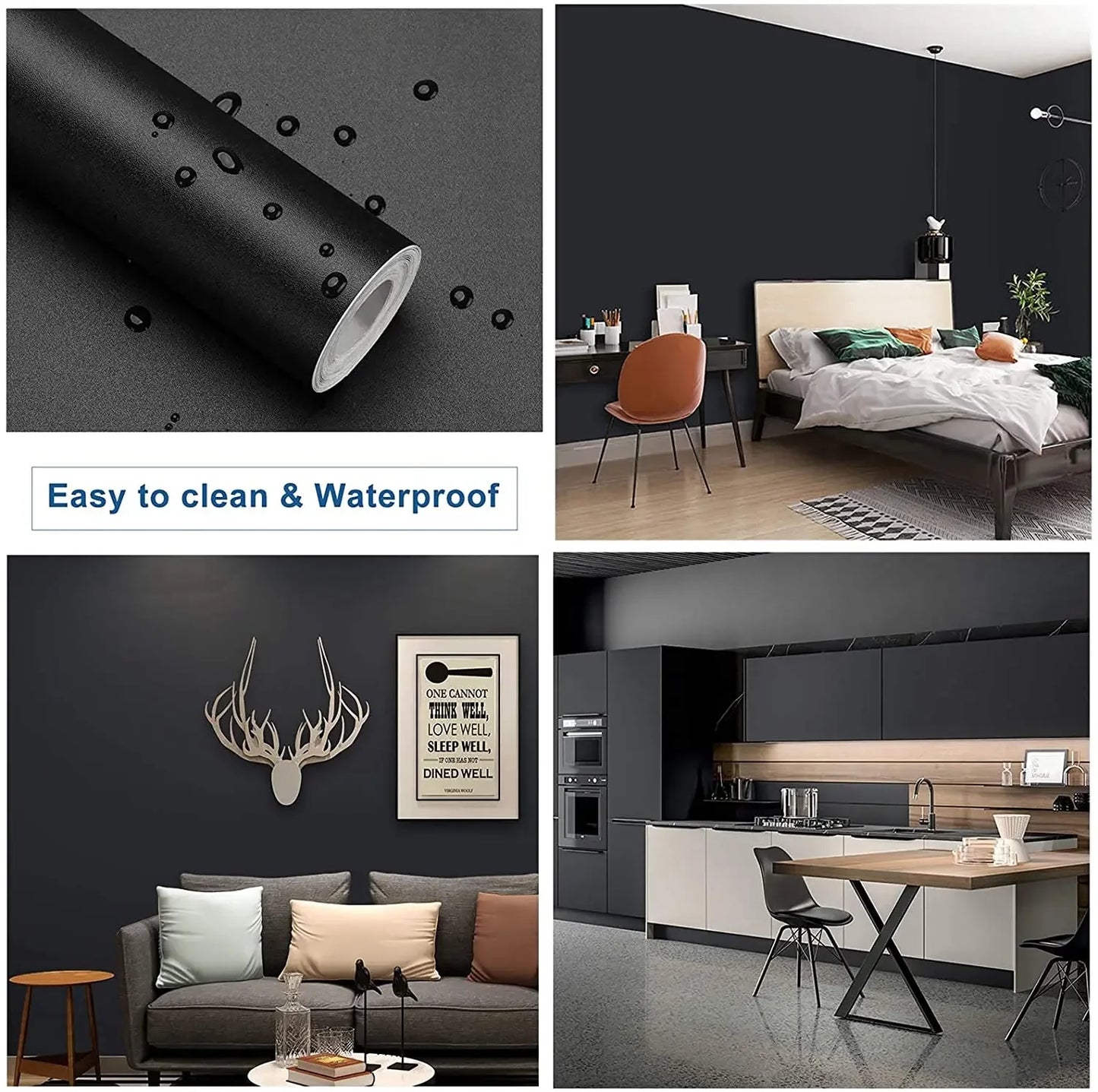 40cm wide vinyl matte decorative contact paper self-adhesive waterproof removable wallpaper for furniture renovation