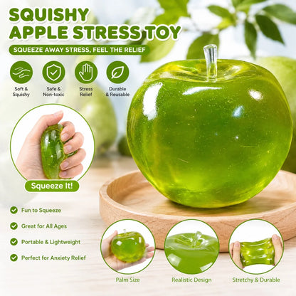 @Squishy Green Apple Stress Ball Soft Fidget Sensory Toy for ADHD Autism Slow Rebound Squeeze Toy for Adults Kids Christmas Gift