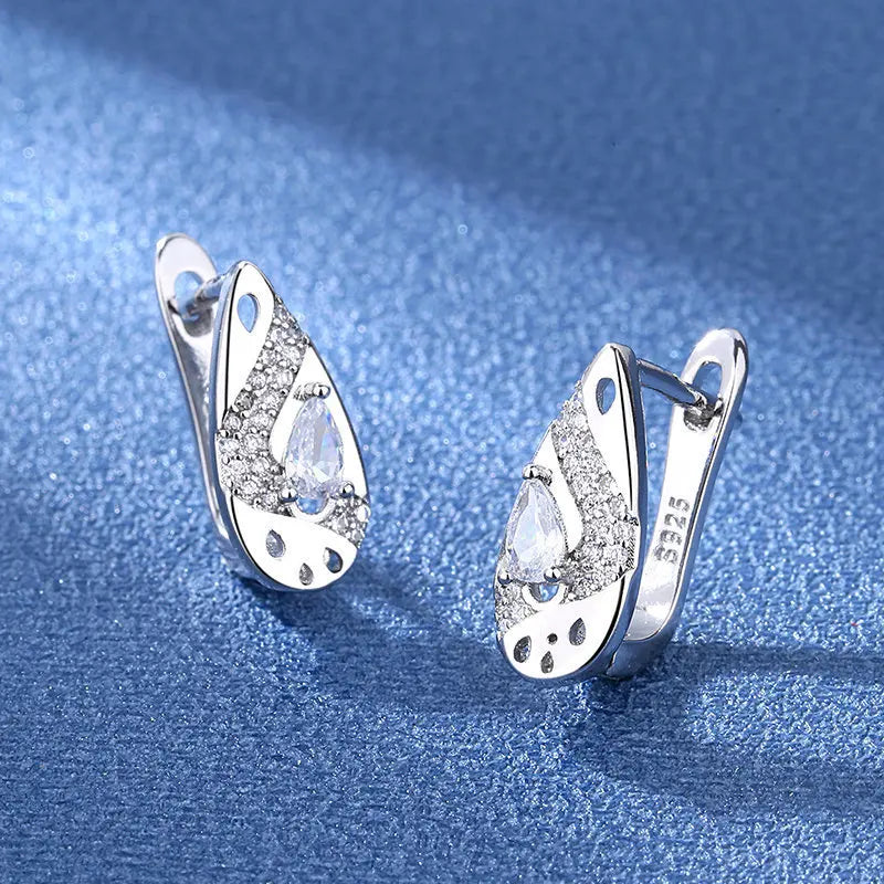 925 Sterling Silver Earrings Jewelry High Quality Retro Simple Pattern Purple White Zircon Earrings Hot Sale