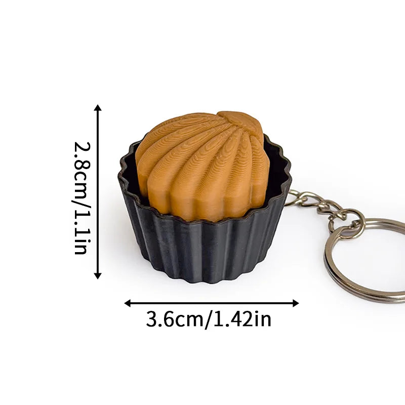 3D Printed Cappuccino Coffee Cup Keyrings Creative Clicker Button Dessert Keychains Office Stress Relief Keyboard Fidgets Gifts