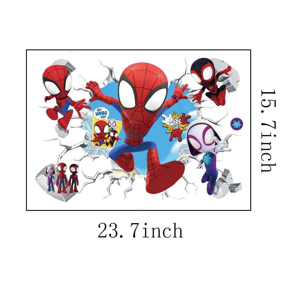 Cute mini Spiderman Super Heroes Wall Stickers For Kids Room Decoration Home Bedroom PVC Decor Cartoon Movie Mural Art Decals