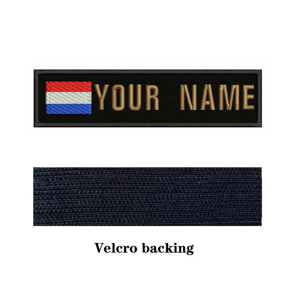 Dutch Flag Netherlands 10X2.5cm Embroidery Custom Name Text Patch Stripes Badge Iron On Or  Patches