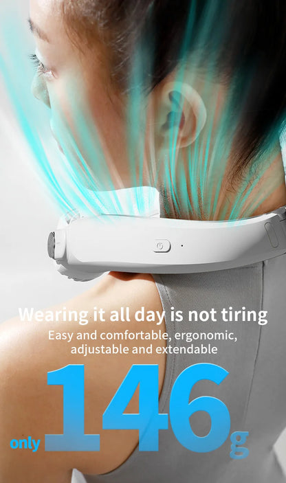 Rotor Neck Hanging Portable Fan, USB Rechargeable Adjustable Bladeless Turbo Cooling Fan for Dorm Home Outdoor
