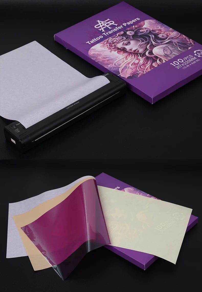 Pink 4-Layer Tattoo Transfer Paper A4 Size 100 Sheets Professional Tattoo Stencil Paper Thermal Copier Tattoo Supply