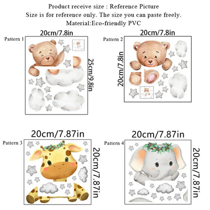 Cartoon giraffe Panda elephant switch stickers Kids Baby Bedroom decor Home decor Wallpaper Kids wall decal Room decor stickers