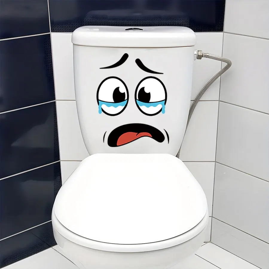 4 sheets/Set Cartoon Face Stickers,Self-Adhesive, Plastic Surface Compatible,Home Decoration Suitable for Trash Can, oilet Decor