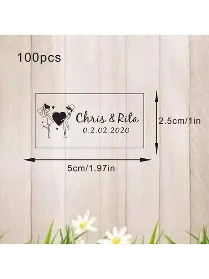 100 Wedding Bubble Tags Bubble Stick Transparent Tags, Wedding Stickers, Transparent Tags, Custom Names and Dates