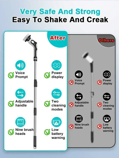 TINSOL 11-in-1 Multifunctional Electric Cleaning Brush Voice Rechargeable Smart Rotary Cleaning Brush Kitchen Cleaning Brush