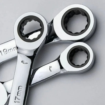 1Set 6mm-19mm Reversible Combination Stubby Single Wrench Stubby Combination 72 Tooth Ratchet Socket Spanner Nut Repair Tools