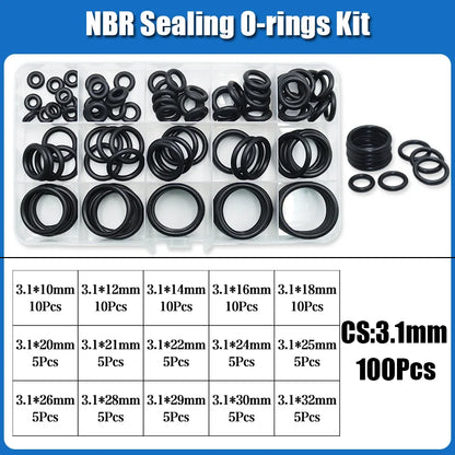 O Ring NBR Seal Washer Plumbing Gasket Thickness 1/1.5/2.0/2.4/3.1/4.0 Nitrile Butadiene Rubber Spacer Oil Resistance Oring Kit