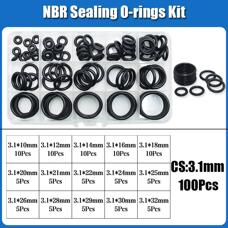 O Ring NBR Seal Washer Plumbing Gasket Thickness 1/1.5/2.0/2.4/3.1/4.0 Nitrile Butadiene Rubber Spacer Oil Resistance Oring Kit