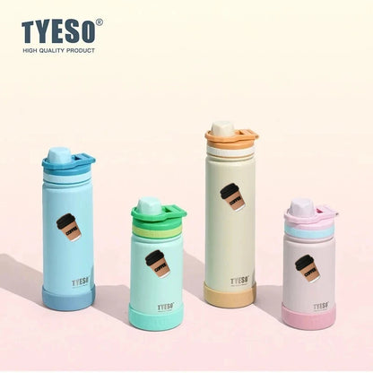 Tyeso 600ml Sports Kettle Portable Water Cup with Non-slip Silicone Cover Leakproof Lightweight for Cold Drink with Coffee Stick