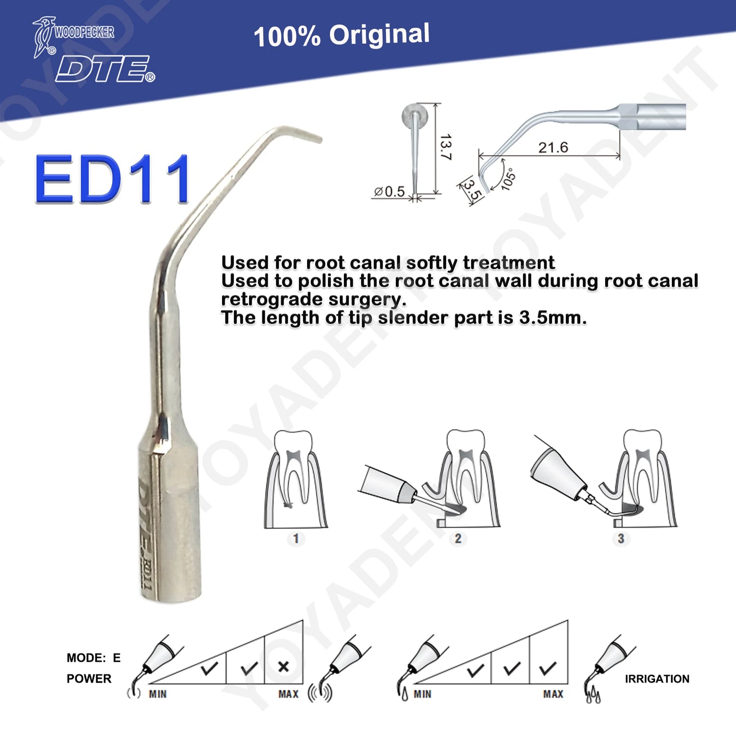 Woodpecker DTE Dental Endo Tips Ultrasonic Scaler Tips Scaling Tips ED-Series Fit NSK SATELEC Scaler Handpiece Dentistry Product