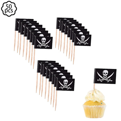 Pirate party napkins plates cups Tablecloths Banner Pirate skull balloon kids Caribbean Pirate themed birthday party decoration