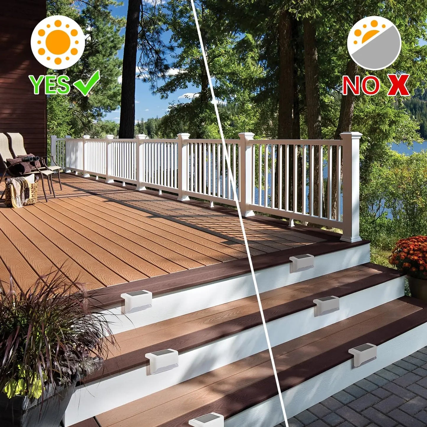 1~20PCs Solar Deck Lights Outdoor Waterproof LED Fence Lights Garden Step Lamp for Patio Stairs Railing Pathway Fences