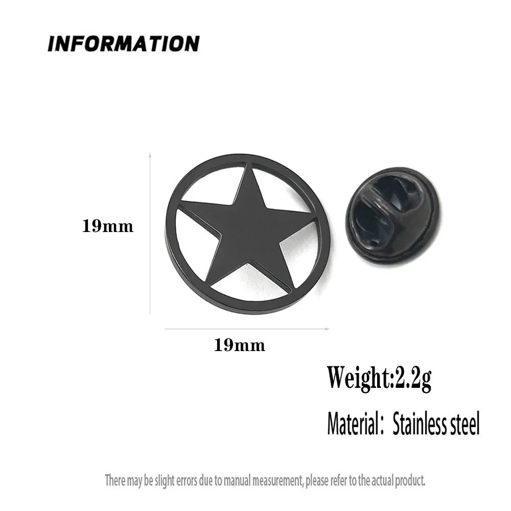 Classic Round Five-pointed Star Gold-plated Brooch, Men's Collar Lapel Pin Black, Suit Accessories, Gift for Husband