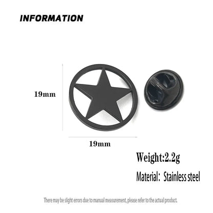 Classic Round Five-pointed Star Gold-plated Brooch, Men's Collar Lapel Pin Black, Suit Accessories, Gift for Husband