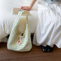 Cartoon Tomato Standard Plaid Vest Bag Large-Capacity Student Class Double-sided Backpack Fashionable Versatile Shoulder Bag