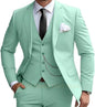 Elegant Mint Green 3 Piece Men's Suit Groom Tuxedos Business Suits Slim Fit Notch Lapel Blazer Vest Pants for Wedding Party Prom