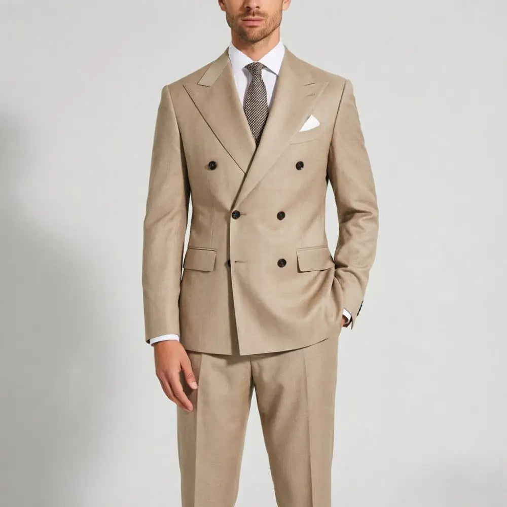 Men Double Breasted Suits 2 Pieces Slim Fit Wedding Tuxedo Premium Formal Blazer with Pants Prom Party Groom Office Wear