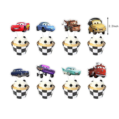 Cars Lightning McQueen Birthday Tableware Set Paper Cups Plates Tablecloth Napkins Banner Gift Bags Festive Event Essentials