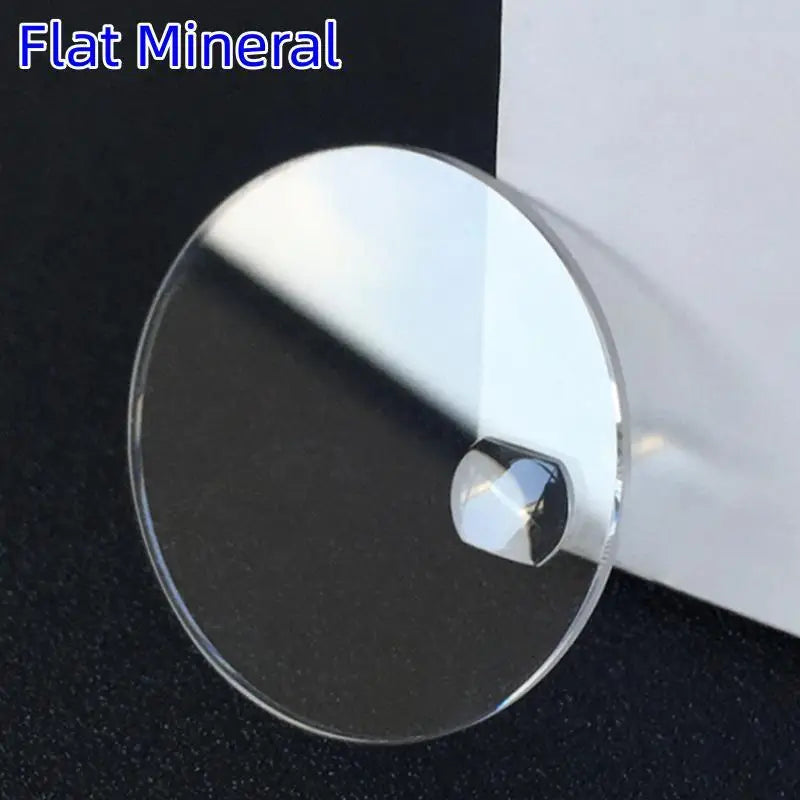 2.5mm Thick Date Window Watch Glass Round Flat Mineral Timepiece Crystal with Bubble Magnifier 25mm-36mm Diameter YZC886
