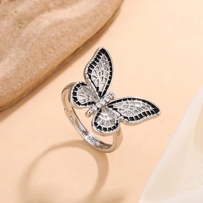 PANJBJ 925 Sterling Silver Lotus Ring For Women Retro TextureJewelry Irregular Creativity Adjustable Jewelry Party Gift Dropship