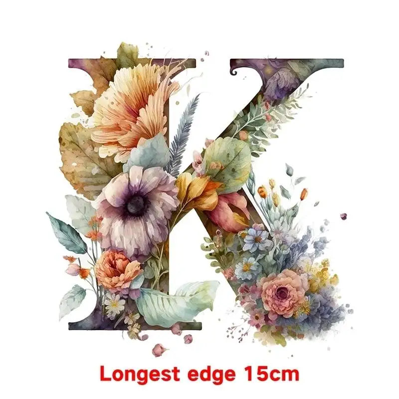 15cm Cartoon Flower Alphabet Heat Transfer Heat Press Printed Accessories PatchDIY children's clothing decoration sticker