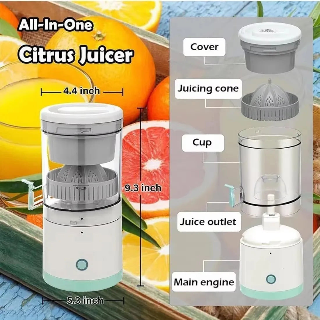 Portable Juicer Extractor Fully Automatic Fruit Household Juicer Automatic Orange Lemon Juice USB Charge Extractor Extruder