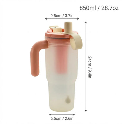 850ML Large Capacity Tumbler With Handle&Strainer Sport Portable Plastic Straw Water Cup Heat Resistant Leak-proof Water Bottle
