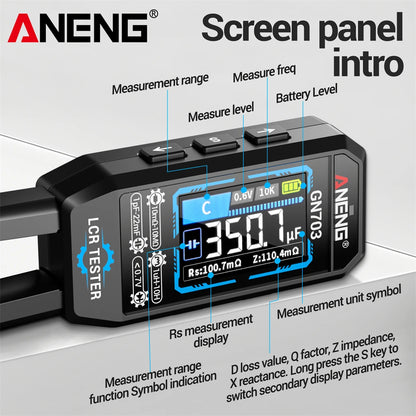 ANENG GN703 Smart Tweezers LCR Meter Professional SMD ESR Test Capacitance Resistance Inductance Digital LCR Bridge Calibration