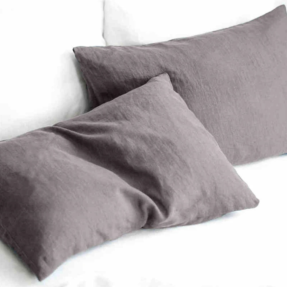 100% French Linen Soft Breathable Pillow Covers Decorative Square Throw Pillow Covers for Bed Couch Sofa Envelope Closure