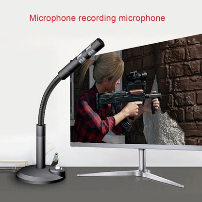 Mini 3.5mm Studio Microphone USB Desktop Wire Gaming Mic Speech Mic Stand Holder For PC Notebook Podcast Recording Studio